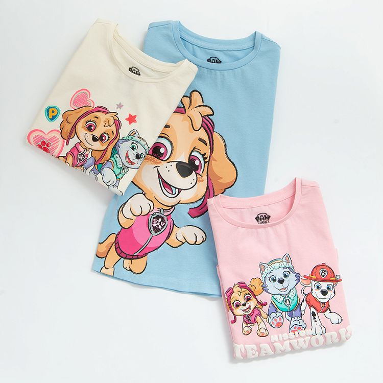 Paw Patrol white, blue and pink long sleeve blouses- 3 pack