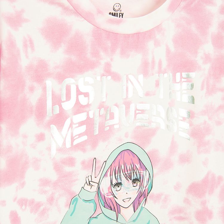 Smiley pink T-shirt LOST IN THE METAVERSE