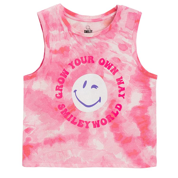 Smiley pink tie dye T-shirt