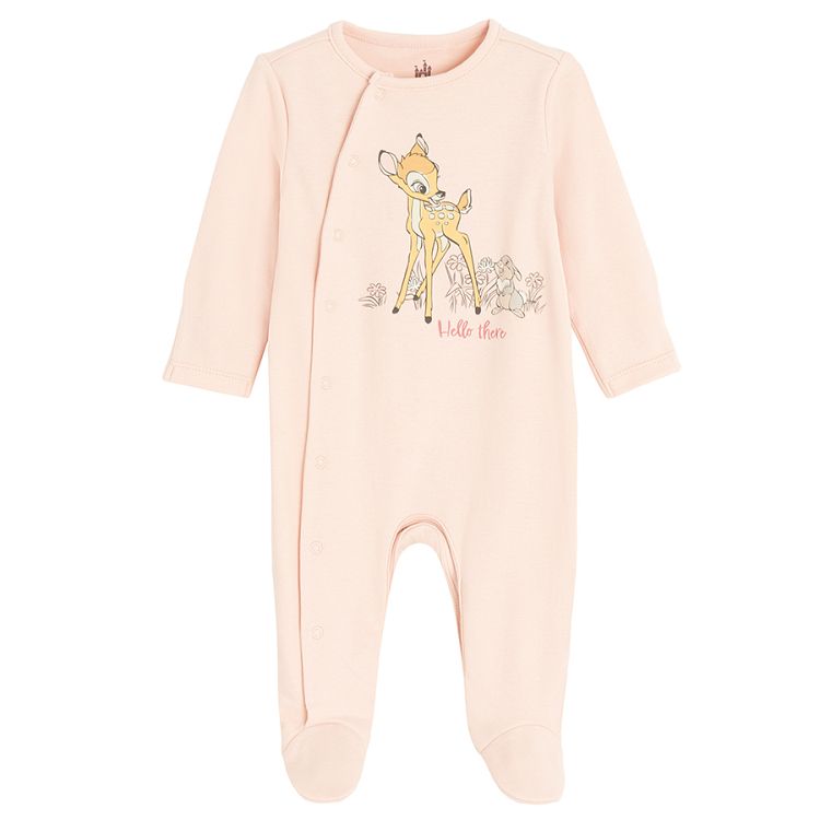 Bambi footed overalls with side clips- 2 pack