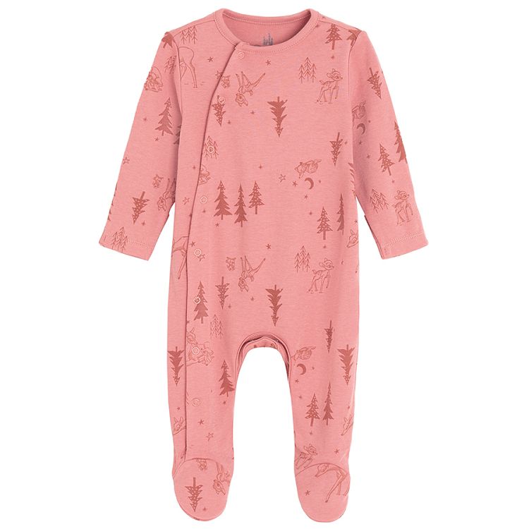 Bambi footed overalls with side clips- 2 pack