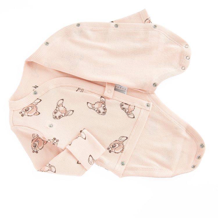 Bambi beige and pink long sleeve wrap bodysuits- 2 pack