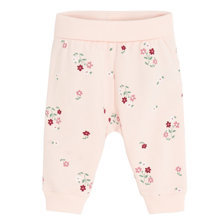 Winnie the Pooh white wrap blouse and pink floral footless leggings set- 2 pieces