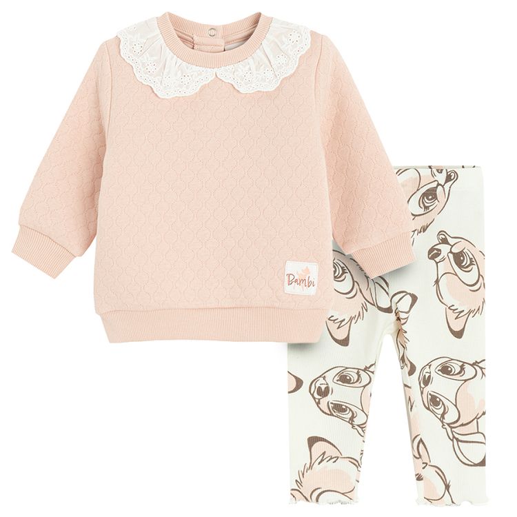 Bambi long sleeve blouse and leggings set- 2 pieces