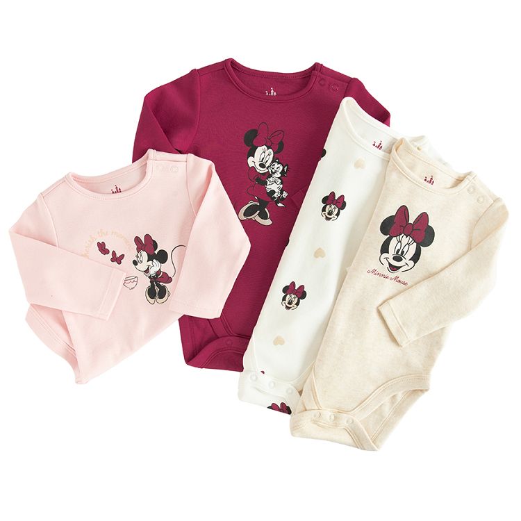 Minnie Mouse long sleeve bodysuits- 4 pack