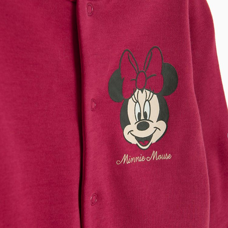 Minnie Mouse white and burgundy footed long sleeve overall- 2 pack