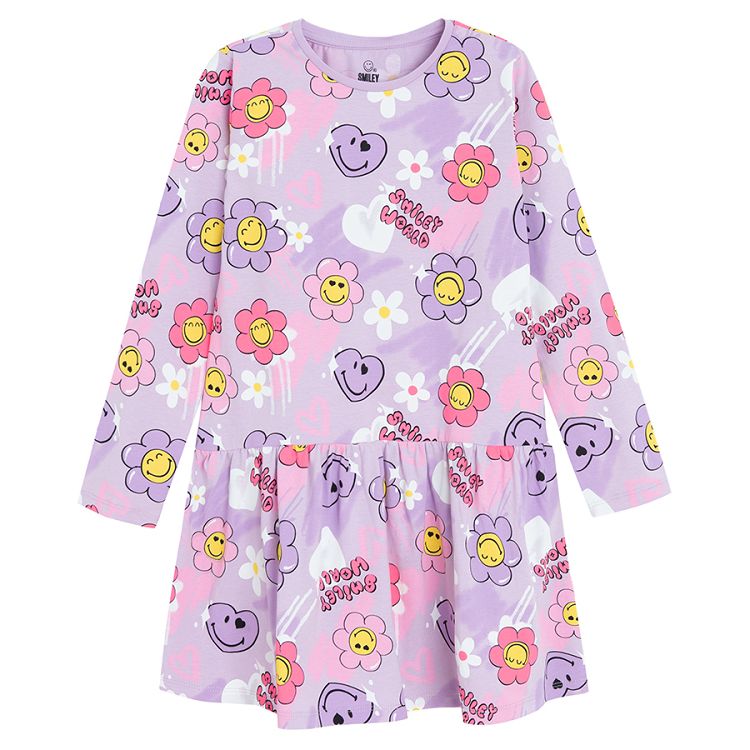 Smiley purple tie dye long sleeve dress