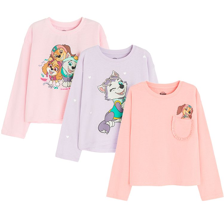 paw Patrol pink and purple blouses- 3 pack