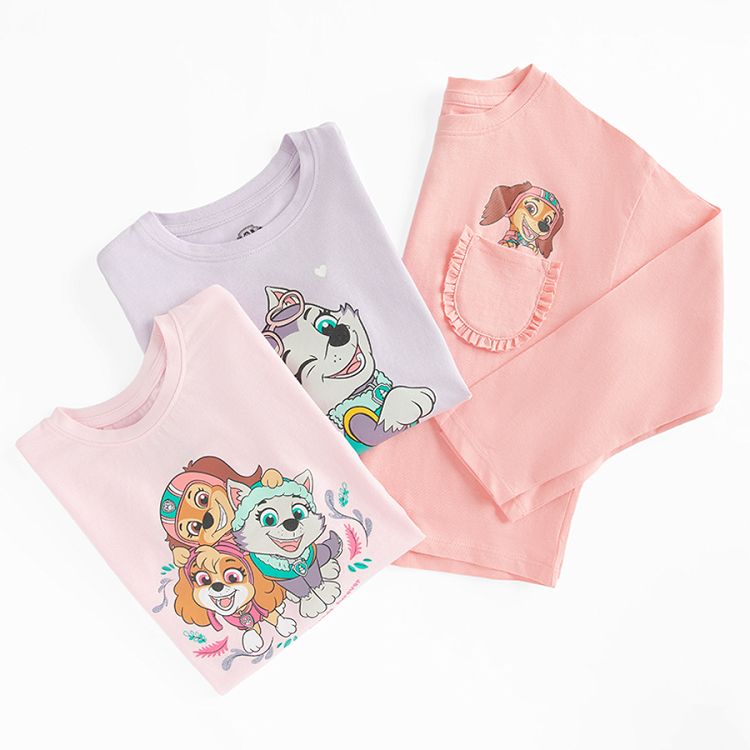 paw Patrol pink and purple blouses- 3 pack