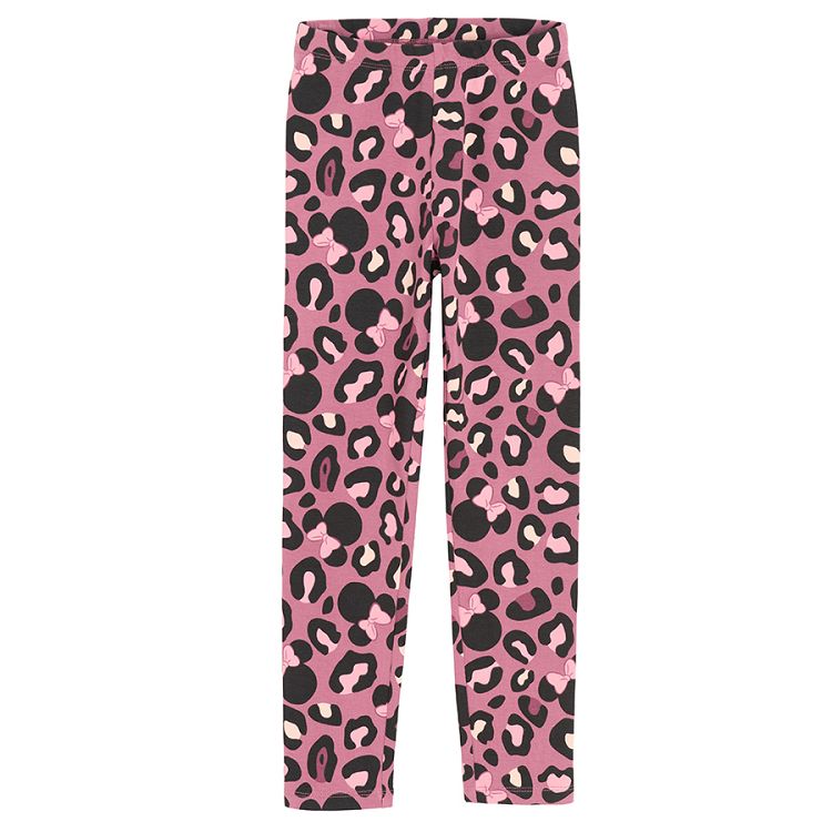 Minnie Mouse animal print and grey leggings- 2 pack