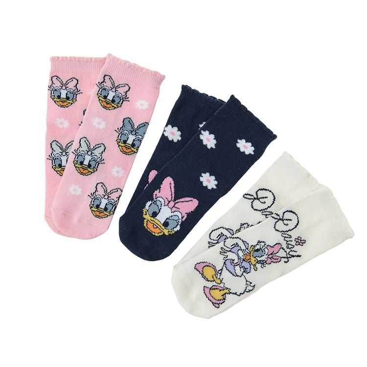 Daisy Duck white, purple, pink socks- 3 pack