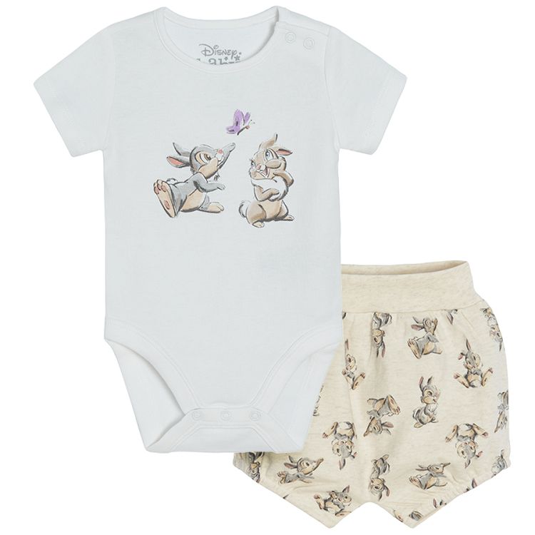 Disney bunnies white short sleeve bodysuit and shorts with elastic waist set