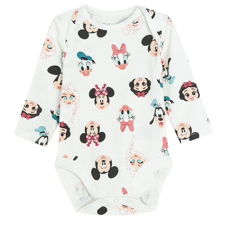 Minnie Mouse clothing set, long sleeve bodysuit, sleeveless footed overall and cap with ears