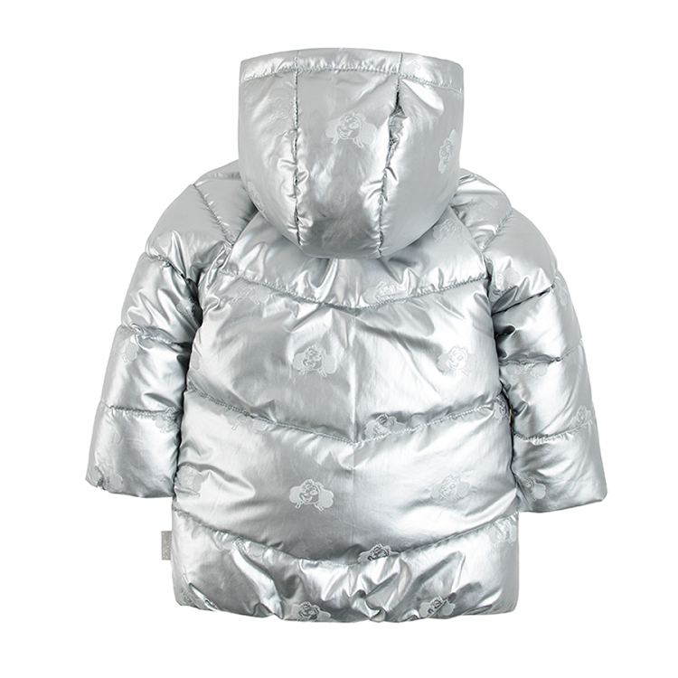 Metalic silver zip through hooded jacket