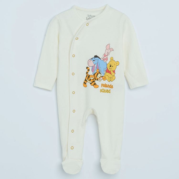 Winnie the Pook white and yellow long sleeve wrap footed overalls- 2 pack