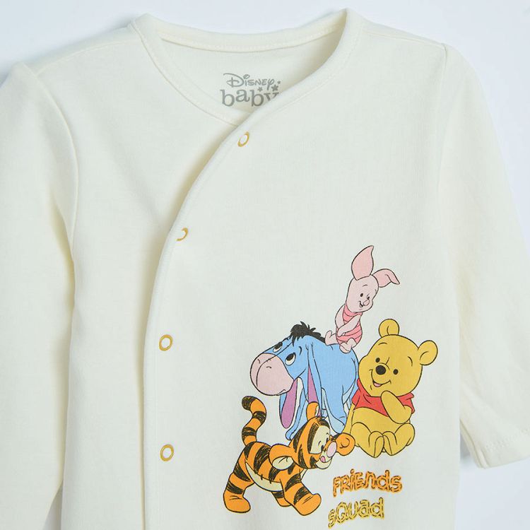 Winnie the Pook white and yellow long sleeve wrap footed overalls- 2 pack