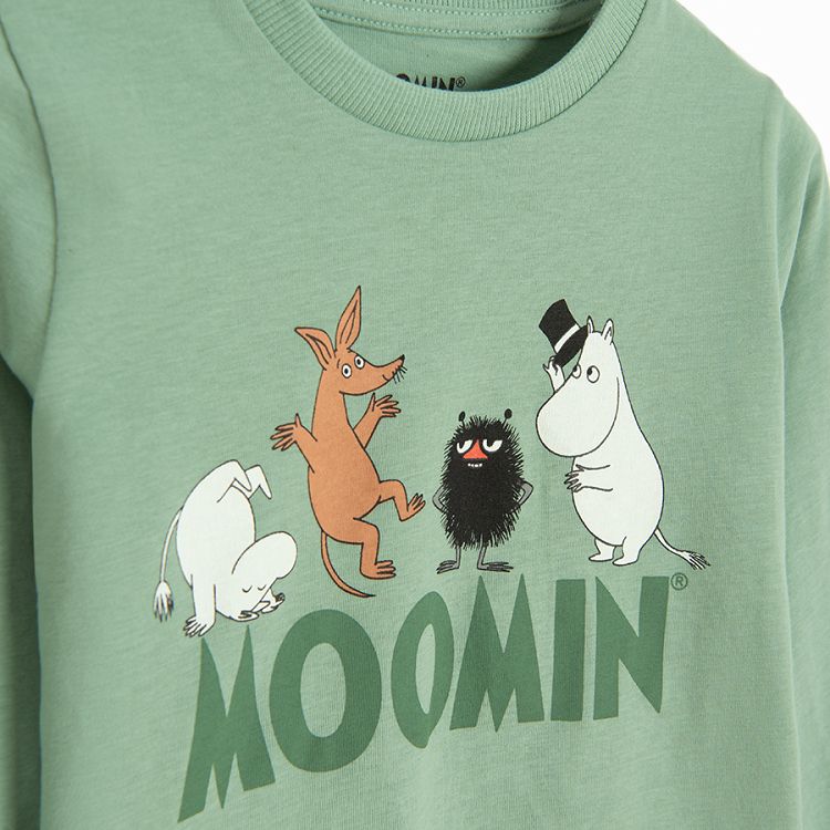 Moomins green long sleeve blouse and pants pyjamas