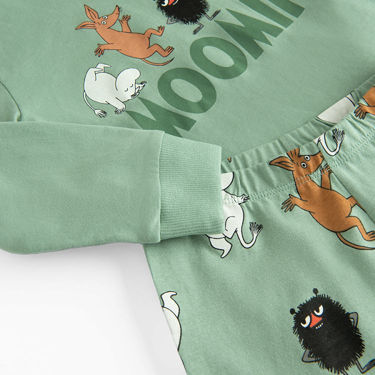 Moomins green long sleeve blouse and pants pyjamas