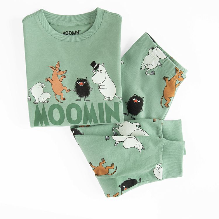 Moomins green long sleeve blouse and pants pyjamas