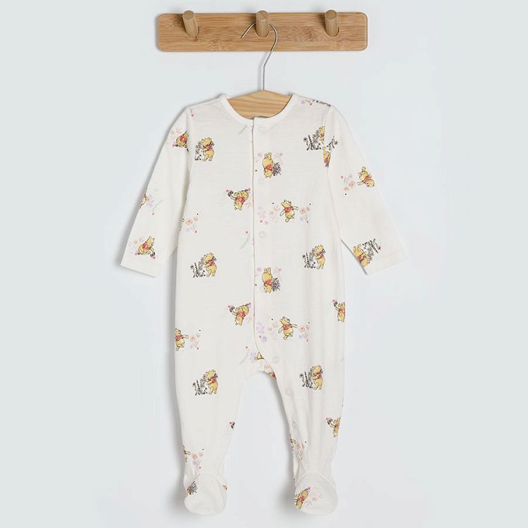 Winnie the Pooh white beige pink footed overalls- 3 pack