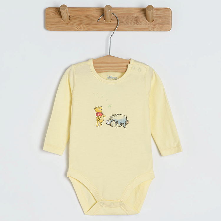 Winnie the Pooh white beige long sleeve bodysuits- 3 pack