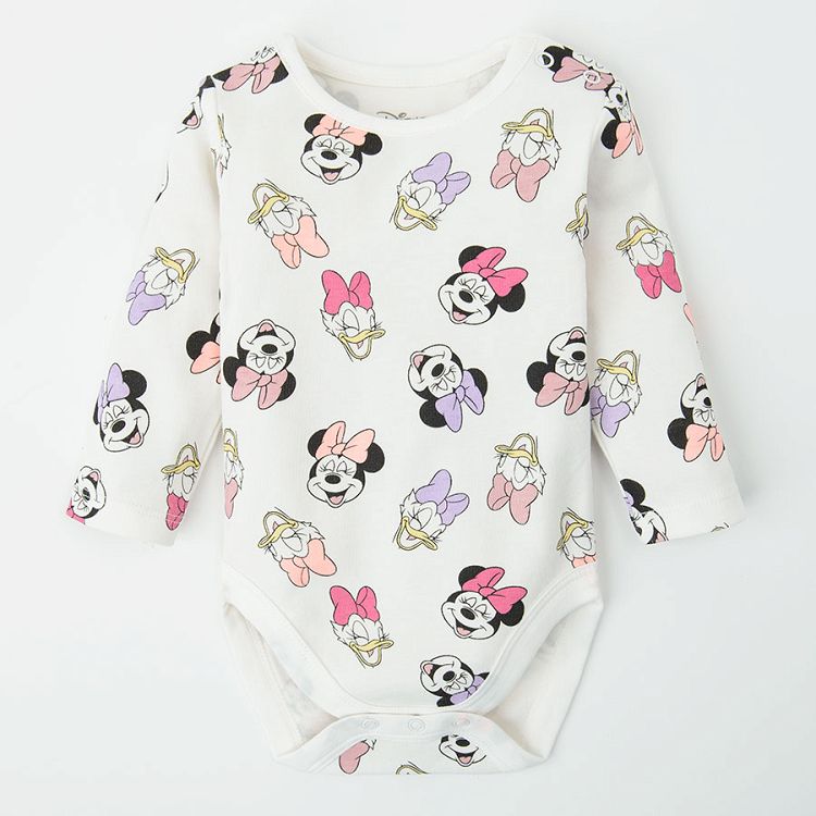 Minnie Mouse and Daisy Duck white, pink and purple bodysuits- 3 pack