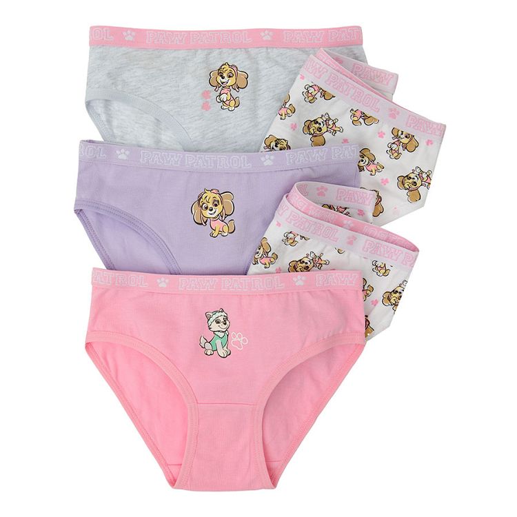 Paw Patrol white, pink and purple briefs- 5 pack