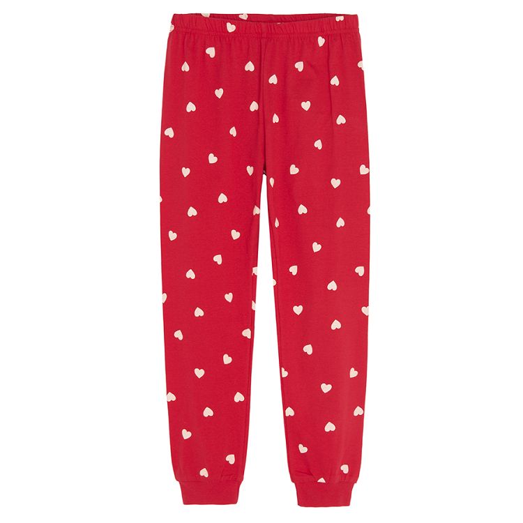 Paw Patrol Christmas pyjamas, red long sleeve blouse and pants with hearts print