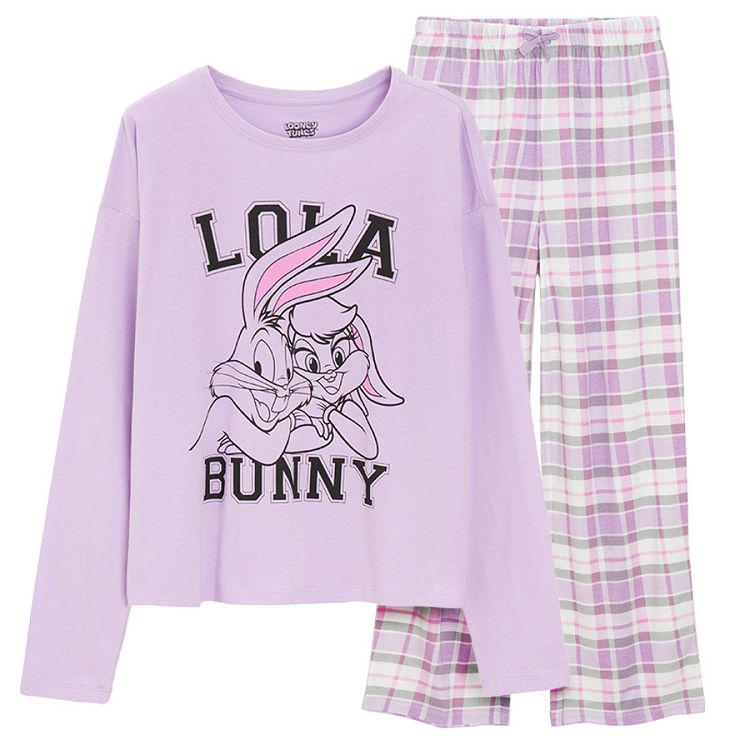 Lola Bunny purple long sleeve blouse and checked pants