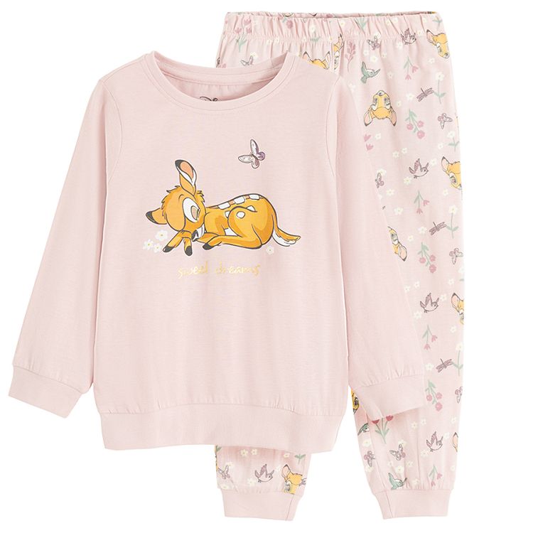 Bambi pink long sleeve blouse and pants pyjamas- 2 pieces