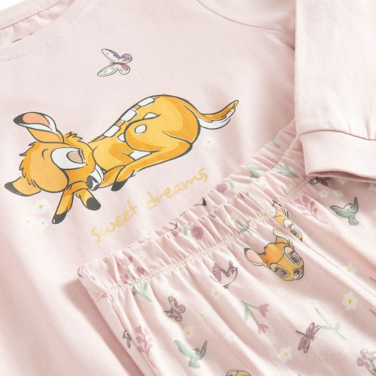 Bambi pink long sleeve blouse and pants pyjamas- 2 pieces