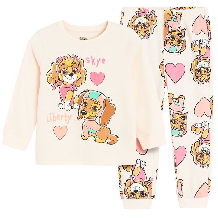 Paw Patrol pink long sleeve and pants pjamas