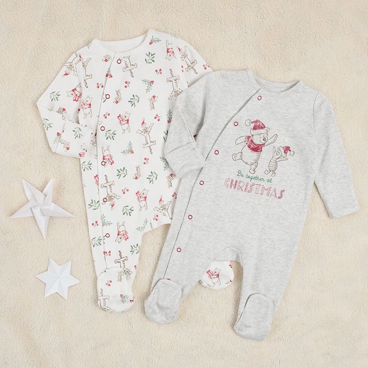 Winnie the Pooh Christmas sleepsuits 2-pack