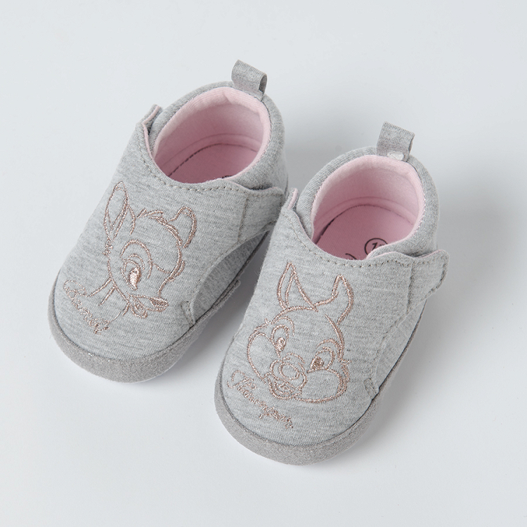 Bambi grey melange newborn slippers