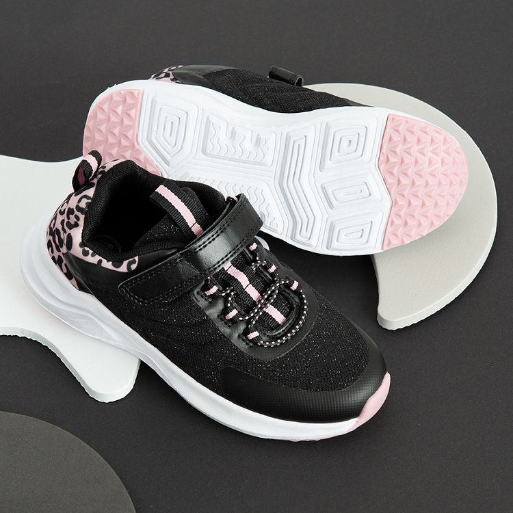 Black and pink zebra print low trainers