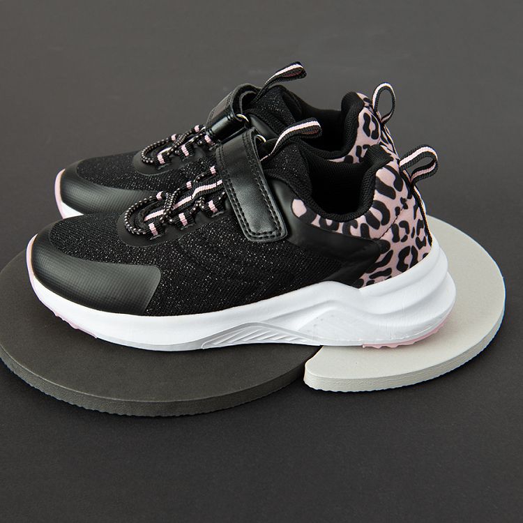 Black and pink zebra print low trainers