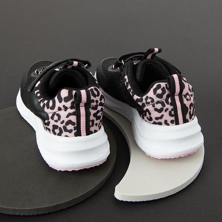 Black and pink zebra print low trainers