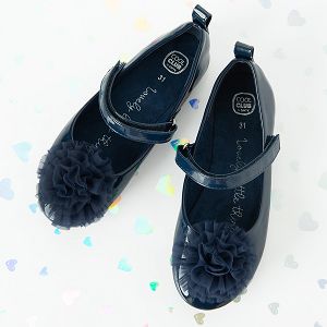 נעלי בלרינה כחולות עם פונפון