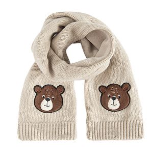 Ecru scarf with bear print