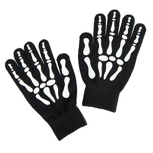 Black gloves with skeleton print