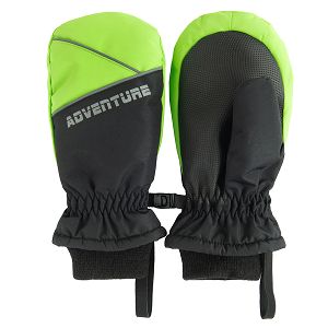 Black with fluo green ski gloves