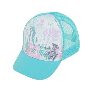 Jockey cap with tropical leaves