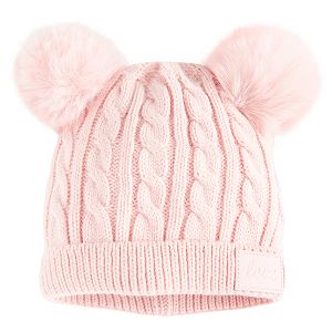 Pink winter beanie with pom pom