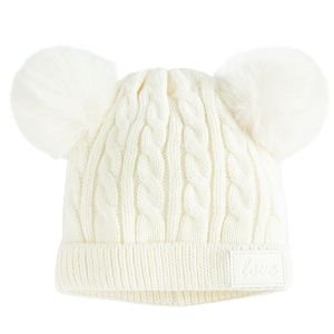 White winter beanie with pom pom