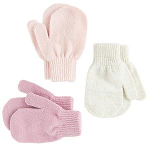 Pink and ecru mittens- 3 pack