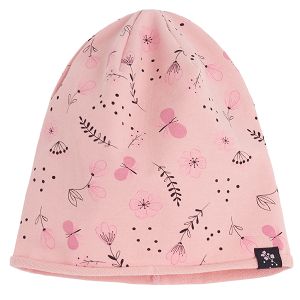 Pink floral beanie