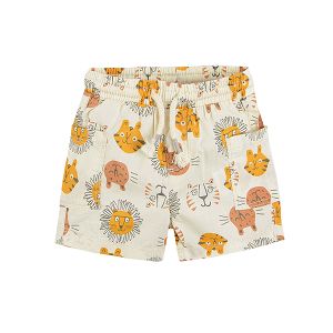 Shorts with tigers and lions print