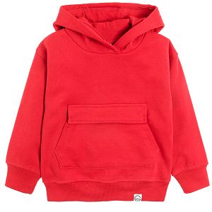 Red hooded sweatshirt