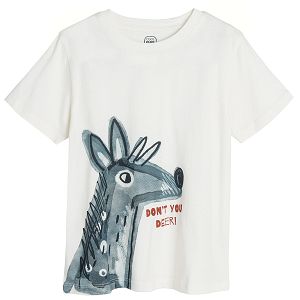 Ecru deer short sleeve blouse