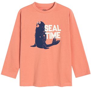 Peach seal long sleeve blouse